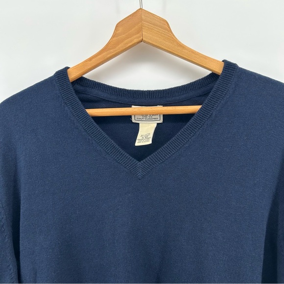 LL Bean Cashmere Blend Sweater Men L Navy Preppy Cottage Grandpa V-Neck - Picture 3 of 8